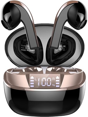 Беспроводные наушники-вкладыши Bluetooth 5.2 с HD-микрофоном, Bluetooth-наушники с глубокими басами, шумоподавлением, беспроводные наушники 35H, водонепроницаемые наушники IP7 [новинка 2022 года], черные 1000009782 - фото 539000