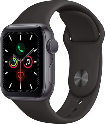 Apple Watch Series 4 (восстановленные) (GPS, 40 мм) — корпус из алюминия цвета «серый космос» с чёрным спортивным ремешком 1000009882 - фото 539470