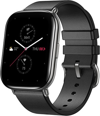 Смарт-часы Amazfit Zepp E Square для здоровья и фитнеса с пульсометром, SpO2 и мониторингом фазы быстрого сна, корпус из нержавеющей стали, кожаный ремешок, цвет "Полярная ночь" черный, USB 1000009968 - фото 539855