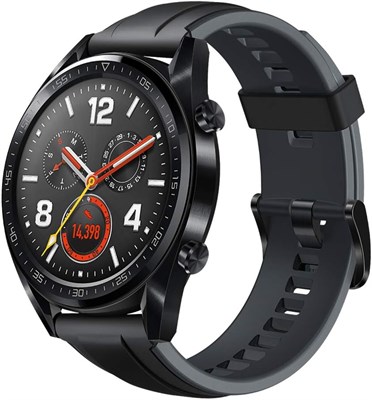 Резиновый ремешок для часов Huawei FTN-B19 GT Sport — графитово-чёрный 1000009972 - фото 539875