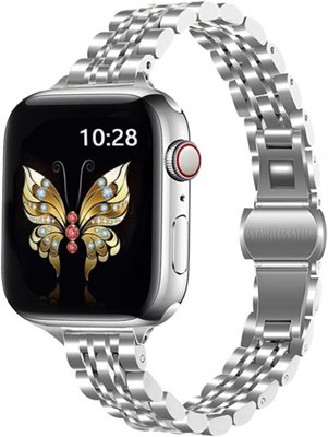 Тонкие металлические ремешки O Ozone, совместимые с Apple Watch Series 10 | Ultra 2 | 8 Ultra | 9 | 8 | 7 | 6, 49/46/45/44/42/41/40/38 мм, магнитные сменные ремешки из нержавеющей стали для умных часов для женщин 1000009992 - фото 539970