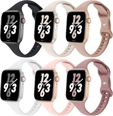 Тонкие ремешки O Ozone Slim, совместимые с Apple Watch Series 10 | Ultra 2 | 8 Ultra | 9 | 8 | 7 | 6, 49/46/45/44/42/41/40/38 мм, мягкие силиконовые водонепроницаемые сменные ремешки для женщин и мужчин 1000010029 - фото 540138