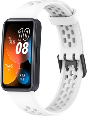 Ремешок для часов SKEIDO, совместимый с Huawei Band 8, сменный спортивный силиконовый ремешок для умных часов, регулируемый ремешок (белый) 1000010034 - фото 540162