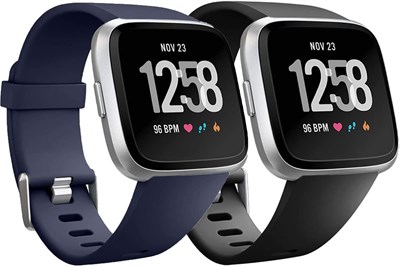 ELECDON 2 браслета, совместимых с умными часами Fitbit Versa SmartWatch, Versa 2 и Versa Lite SE для женщин и мужчин, сменный спортивный силиконовый дышащий мягкий фитнес-браслет (маленький, черный и синий) 1000010101 - фото 540470