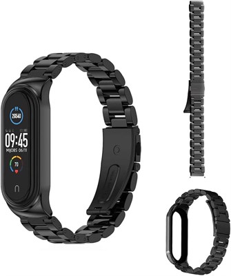 Металлический ремешок ELECDON для Xiaomi Band, ремешок из нержавеющей стали, сменный металлический ремешок для часов, сменные ремешки для умных часов, для Xiaomi Band 6/5/4/3 (черный) 1000010114