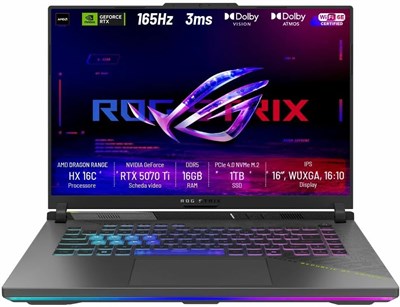 ASUS ROG STRIX G16 G614PR, 16-дюймовый экран с развитием 2.5K WUXGA, процессор AMD Ryzen 9 8940HX, 16 ГБ ОЗУ DDR5, видеокарта NVIDIA GeForce RTX, 5070 Ti 12 ГБ GDDR7, SSD-накопитель на 1 ТБ, Windows 11 Home, Wi-Fi 6E, Bluetooth 5.3, клавиатура с RGB-под 1000010516 - фото 541939