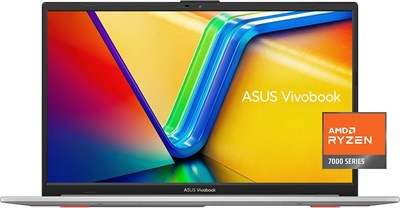 Тонкий ноутбук ASUS Vivobook Go 15,6 дюймов, AMD Ryzen 5 7520U, 8 ГБ, 512 ГБ, Windows 11 Домашняя, цвет «холодный серебристый», прочность военного уровня, быстрая зарядка, защитный экран для веб-камеры, E1504FA-AS54 1000010541 - фото 542067