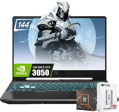 Игровой ноутбук ASUS TUF A15 15,6'' FHD 144 Гц, 8-ядерный процессор AMD Ryzen 7-7435HS, видеокарта Nvidia GeForce RTX 3050, 32 ГБ памяти DDR5, твердотельный рабочий накопитель на 1 ТБ, клавиатура с RGB-подсветкой, Wi-Fi 6, Win11 Home, с портативным SS 1000010647 - фото 542601