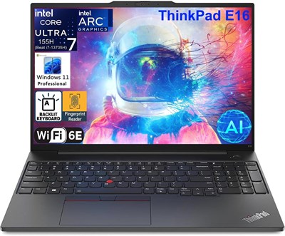 Ноутбук Lenovo ThinkPad E16 G2 для бизнеса с 16-дюймовым дисплеем FHD+, 16-ядерным процессором Intel Ultra 7 155H (Beat Ultra 7 255U), графической Arc, оперативной памятью DDR5 64 ГБ, твердотельным накопителем PCIe 2 ТБ, Wi-Fi 6E, клавиатурой клавиатуры, 1000010678 - фото 542753