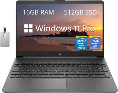 Ноутбук HP 15,6 дюймов FHD, процессор Intel Core i3-1215U, 16 ГБ ОЗУ, твердотельный накопитель на 512 ГБ, графика Intel UHD, веб-камера HD, цифровая клавиатура, Wi-Fi 6, Bluetooth, серый, Windows 11 Pro, USB-накопитель на 32 ГБ 1000010715 - фото 542926