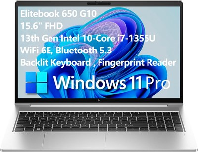 Ноутбук HP Elitebook 650 G10 для бизнеса, дисплей Full HD 15,6 дюйма, процессор Intel i7-1355U 13-го поколения, 10-ядерный процессор, 16 ГБ оперативной памяти DDR4, твердотельный накопитель PCIe на 512 ГБ, Wi-Fi 6E, Bluetooth 5.3, клавиатура с панелью, 1000010945 - фото 544042