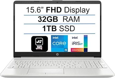 Новейший ноутбук HP 2022 года с 15,6-дюймовым дисплеем FHD 1080P IPS, четырехъядерным процессором Intel i5-1135G7 11-го поколения (до 4,2 ГГц), 32 ГБ ОЗУ, твердотельным накопителем на 1 ТБ, серебристый (обновленный) 1000011112 - фото 544802