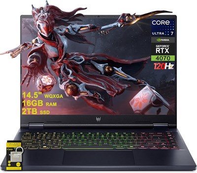 Ноутбук acer Predator Helios Neo 14 Gaming AI PC Ноутбук с 14,5-дюймовым дисплеем WQXGA (2560 x 1600) и частотой обновления 120 Гц (100% sRGB, G-SYNC). Процессор Intel Ultra 7 155H, 16 ядер, ОЗУ 16 ГБ, SSD 2 ТБ, GeForce RTX 4070 RGB с панелью, Win11 ICP 1000011211 - фото 545273