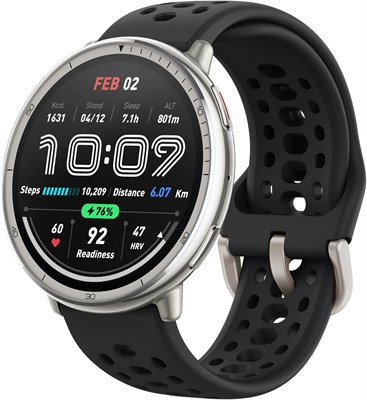 Умные часы Amazfit Active 2, 44 мм, GPS-карты с навигацией, фитнес-трекер, 10-дневный аккумулятор, мониторинг сна, более 160 спортивных режимов, водонепроницаемые, для Android и Apple iPhone, черный силикон 1000011296