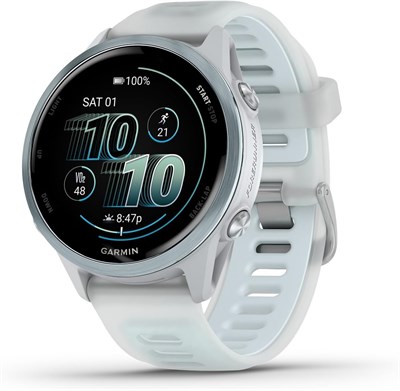 Garmin® Forerunner® 570, 42 мм, продвинутые смарт-часы для бега и триатлона с GPS, дисплеем AMOLED, функциями тренировки и восстановления, корпус из алюминия голубого цвета с полупрозрачным ремешком белого и голубого цветов 1000011356