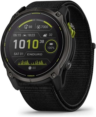 GARMIN Enduro 3-51 мм, с солнечной батареей | Ультрапроизводительные смарт-часы с GPS и временем автономной работы до 320 часов | Легкая конструкция с нейлоновым ремешком Ultrafit и встроенным светодиодным фонариком 1000011363