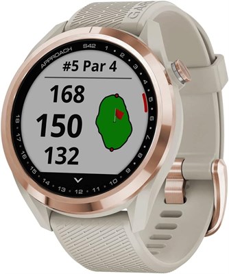 GARMIN APPROACH S42 КЕРАМИЧЕСКИЙ БЕЗЕЛЬ ЦВЕТА РОЗОВОГО ЗОЛОТА С СИЛИКОНОВЫМ РЕМЕШКОМ ЦВЕТА СВЕТЛОГО ПЕСКА 1000011409