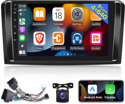 Автомобильная магнитола EKAT [4G+64G] Android 13 для Mercedes Benz GL ML W164 X164 ML350 ML500 ML280 GL320 GL350 GL450 2005-2011, сенсорный экран, стерео, Carplay/Android Auto/DSP 32 эквалайзер/WiFi/4G модуль + камера заднего вида 1000011453 - фото 546373