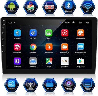 Автомобильный экран Android 10,1 дюйма, 4 ГБ ОЗУ, 64 ГБ ПЗУ, поддержка Apple Carplay, сенсорный экран IPS, встроенный DSP, Bluetooth, USB-радио, WiFi, Play Store, камера заднего вида в комплекте (4+64G с Carplay) 1000011468 - фото 546448