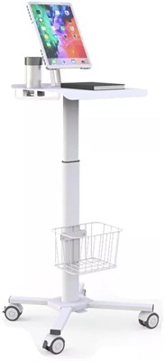 Медицинская тележка для планшетов Mount Plus MB-C01 с регулируемой высотой, колёсами и корзиной для планшета | Медицинская тележка для больниц, клиник, салонов красоты | Пневматическая мобильная рабочая станция для iPad 1000011786 - фото 547996