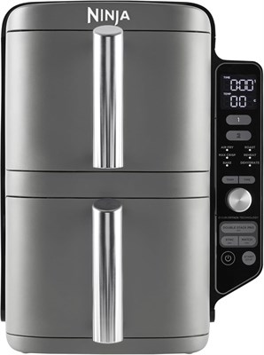Аэрофритюрница Ninja Double Stack XL, вертикальная, с двумя ящиками, 4 уровнями приготовления, 2 ящиками и 2 решетками, объём 9,5 л, 6 функций приготовления, 8 порций, серая, SL400ME, гарантия 2 года 1000011807 - фото 548103