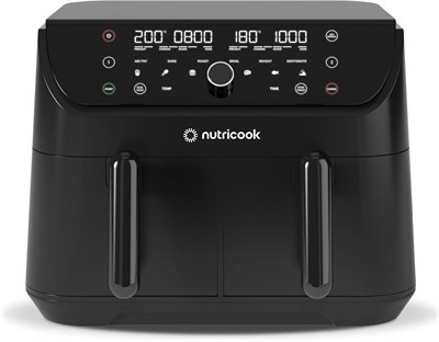 Аэрофритюрница Nutricook Duo 2, объёмом 8,5 л, две корзины с независимым управлением, режимы аэрофритюрницы, выпекания, жарки, гриля, разогрева и сушки, 6 предустановок, AFD185, чёрный, мощность 2400 Вт, ограниченная гарантия 2 года 1000011809 - фото 548113