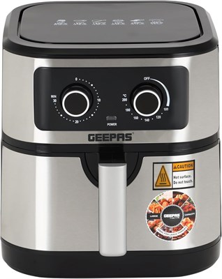 Аэрофритюрница Geepas Vortex 7 л GAF37506 — конвекционная аэрофритюрница со светодиодным сенсорным экраном, таймером на 30 минут и антипригарной корзиной — без масла, гарантия 2 года, 1800 Вт, черный цвет 1000011822 - фото 548177