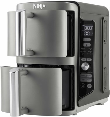 Аэрофритюрница Ninja Double Stack XL, вертикальная, двухсекционная, с 4 уровнями приготовления, 2 ящиками и 2 полками, экономит место, объём 9,5 л, 6 функций приготовления, 8 порций, серая SL400EU 1000011829 - фото 548212