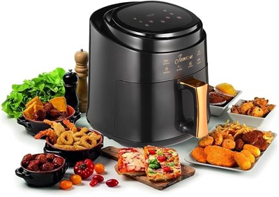 Аэрофритюрница Jeewoon, цифровая аэрофритюрница, 6 л, 1380 Вт, технология быстрой циркуляции воздуха, 4 предустановленные программы, сенсорный экран, корзина с антипригарным покрытием, бездымная запеканка, регулируемая температура 1000011845 - фото 548285