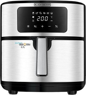 Аэрофритюрница BLACK+DECKER «6 в 1», объём 7,2 л, цифровое сенсорное управление, быстрая конвекция, корзина с антипригарным покрытием объёмом 5,7 л, регулировка температуры 80–200 °C, автоматическое отключение, ненагревающаяся ручка, цвет чёрный/серебрист 1000011861 - фото 548365