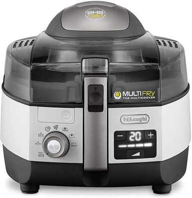 Аэрофритюрница De'Longhi MultiFry с системой кругового нагрева, мультиварка с функциями гриля, гриля, жарки, варки, выпечки и тостирования, вместимость 1,7 кг, программируемая, FH1396/1, цвет белый с серым 1000011863 - фото 548371