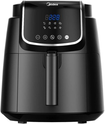 Аэрофритюрница Midea XL Digital объемом 4,7 л мощностью 1500 Вт с технологией Dual Cyclone Rapid Hot для жарки, гриля, гриля, запекания, выпечки, тостов, таймером до 60 минут и регулировкой температуры до 200 °C - MFCN40D2 1000011889 - фото 548501