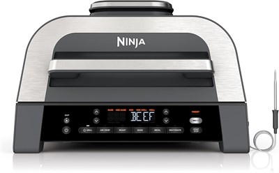 Гриль для помещений Ninja Foodi Smart XL «6 в 1» с функциями аэрогриля, жарки, выпекания, гриля и сушки, умный термометр Foodi, 2-го поколения, черно-серебристый, DG551ME, гарантия 2 года 1000011899 - фото 548550