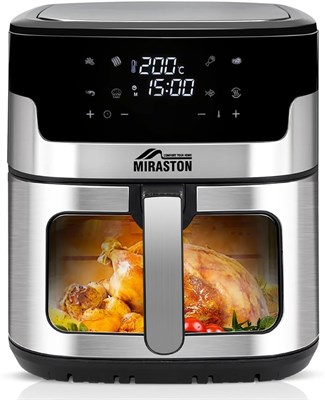 Аэрофритюрница MIRASTON Upgrade объемом 8 л с сенсорным экраном и цифровым дисплеем, 8 предустановленными режимами, без масла, быстрое приготовление пищи: жарка на воздухе, выпечка, жарка, гриль, идеально подходит для завтрака и ужина, таймер, 80–200 °C 1000011955 - фото 548809