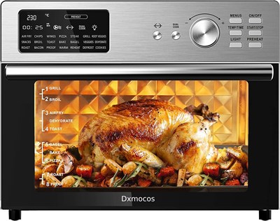 Аэрофритюрница Dxmocos 30L с функцией тостера, комбинированная аэрофритюрница с вертелом из нержавеющей стали, настольные духовки «21 в 1», инновационная технология обдува воздухом на 360°, большая аэрофритюрница 1000011981 - фото 548936