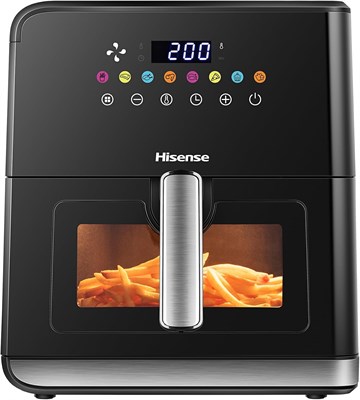 Аэрофритюрница Hisense H09AFBKS4S мощностью 1700 Вт с цветной сенсорной панелью и прозрачным окошком для приготовления, объём 8 литров, чёрный 1000011990 - фото 548980