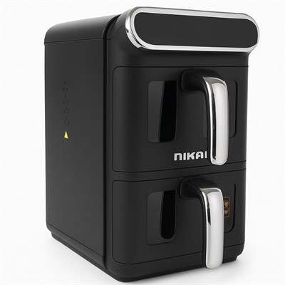 Аэрофритюрница Nikai 11 л с двумя корзинами – 2460 Вт, цифровой сенсорный экран • Циркуляция горячего воздуха на 360° • Прозрачное смотровое окно • Можно мыть в посудомоечной машине • 2 независимые полки - NAF1188DX Гарантия 2 года 1000012020 - фото 549123