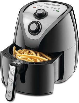 Аэрофритюрница BLACK+DECKER AF200-B5 (обновленная) мощностью 1500 Вт и объемом 2,5 л с технологией быстрой конвекции воздуха на 360°, регулировкой температуры и времени приготовления для полезной жарки, приготовления на гриле, запекания и выпечки с минима 1000012031 - фото 549170