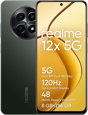 realme 12x 5G | Две SIM-карты | 8 ГБ ОЗУ | 256 ГБ ПЗУ | 6,67-дюймовый дисплей с частотой обновления 120 Гц | 50-мегапиксельная камера с искусственным интеллектом | Dimensity 6100+ | Аккумулятор 5000 мА·ч | Быстрая зарядка 15 Вт | Android 14 | Гарантия 12 1000012313 - фото 549861