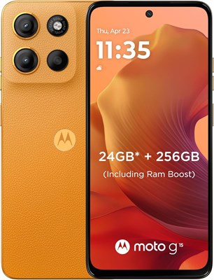MOTOROLA G15, 8 ГБ ОЗУ, две SIM-карты, 256 ГБ ПЗУ, MediaTek Helio G81, 6,72 дюйма, Android 15, цвет "оранжевый восход солнца" 1000012388 - фото 550205