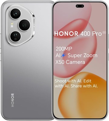 HONOR 400 Pro — разблокированный смартфон с поддержкой 5G, 200-мегапиксельная камера с искусственным интеллектом и суперзумом, 6,7 дюйма, 12 ГБ памяти + 512 ГБ, сверхяркий дисплей 5000 нит, защита от воды IP69, две SIM-карты, Android 15, цвет «лунный серы 1000012487