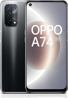 Смартфон OPPO A74 5G с двумя SIM-картами, 128 ГБ, 6 ГБ ОЗУ, 6,5-дюймовым дисплеем, быстрой зарядкой 18 Вт, 48-мегапиксельной камерой с искусственным интеллектом и частотой обновления 90 Гц, разблокированным Android-смартфоном  — цвет Fluid Black 1000012819 - фото 552101