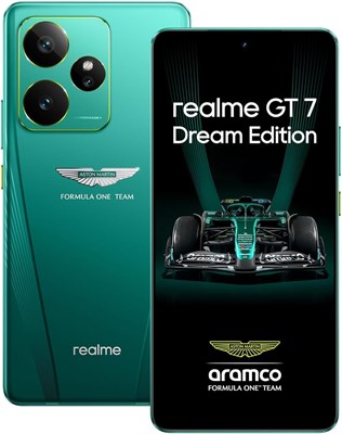 Realme GT 7 Dream Edition 5G (Aston Martin Green, 16 ГБ + 512 ГБ) | Dimensity 9400e | Аккумулятор 7000 мА·ч | Зарядка 120 Вт | 4K-камера с искусственным интеллектом | Разработан совместно с Aston Martin F1 | Версия для Ближнего Востока 1000012890 - фото 552393