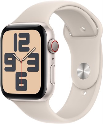 Новые Apple Watch SE (2-го поколения, 2023 г.) [GPS + Cellular, 44 мм] Смарт-часы в алюминиевом корпусе Starlight со спортивным ремешком Starlight M/L. Фитнес-трекер и трекер сна, функция обнаружения столкновений, пульсометр (обновлённая версия) 1000013109