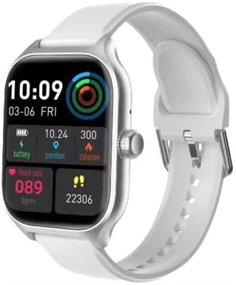 Умные часы VANIR с большим HD-дисплеем 2,01 дюйма, поддержкой Bluetooth-звонков, пульсометром и монитором сна, фитнес-трекером, многофункциональными часами для здоровья мужчин и женщин (серебристые) 1000013153