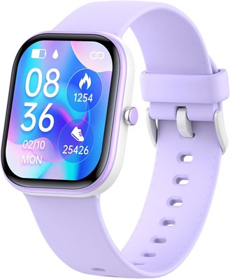 Детские фитнес-часы для мальчиков, девочек и подростков, идея подарка для детей 6-14 лет, детские умные часы с монитором сна, шагомером, секундомером, умными часами-будильником, циферблатом и сенсорным экраном (фиолетовый) 1000013179