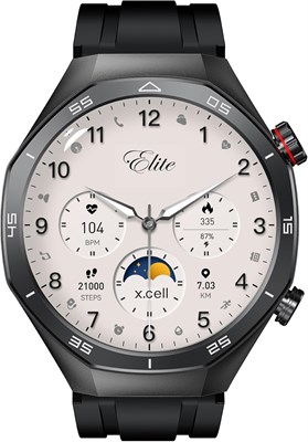 Умные часы Xcell Elite7, HD-дисплей 1,52 дюйма, Bluetooth-звонки, беспроводная зарядка, пульсометр/АД/SpO2, многоязычный, IP67, аккумулятор на 7 дней, совместимый с iOS/Android корпус с черным силиконовым ремешком 1000013183