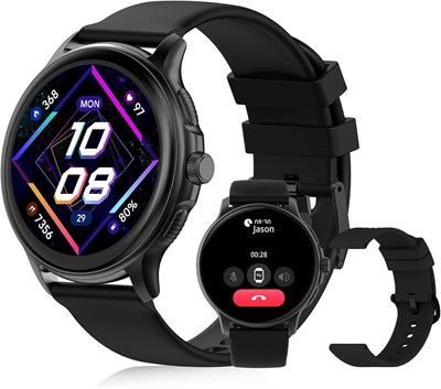 Умные часы PEJE — умные часы для мужчин, 1,43-дюймовый AMOLED-дисплей, оповещения о мусульманских молитвах, более 120 спортивных режимов, датчики SpO2/HR/трекер сна, водонепроницаемость IP68, iOS/Android — идеально подходят для мужчин. (Черный) 1000013190