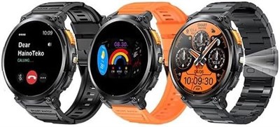 Водонепроницаемые умные часы HainoTeko RW-57 Max с большим AMOLED-дисплеем, встроенной вспышкой, тремя парами ремешков и зарядным кабелем, разработанные специально для мужчин 1000013234