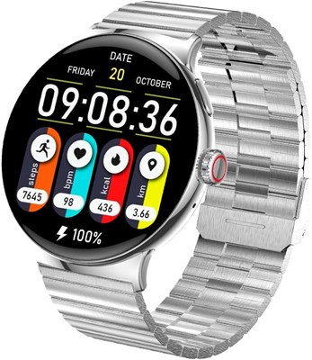 Умные часы Faster Nerv Watch 4 Pro с 1,43-дюймовым AMOLED-дисплеем, аккумулятором на 7–10 дней, первоклассным отслеживанием здоровья и фитнеса, стильным цепочным медальоном из цинкового сплава, умные часы для мужчин и женщин, серые 1000013273